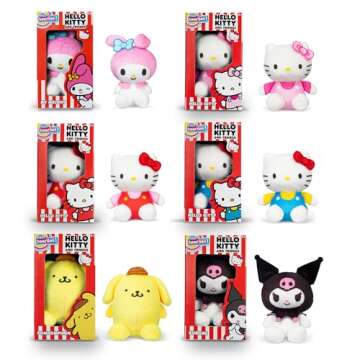 Micro Teenies Hello Kitty and Friends 6 Pack - Miniature Plush Figure, Suffed Animal, Toy Mini Soft Figure for Kids, Girls and Boys Ages 4+