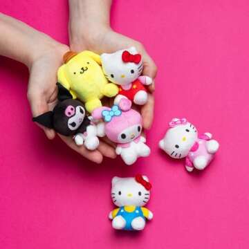 Micro Teenies Hello Kitty and Friends 6 Pack - Miniature Plush Figure, Suffed Animal, Toy Mini Soft Figure for Kids, Girls and Boys Ages 4+