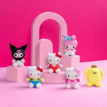 Micro Teenies Hello Kitty and Friends 6 Pack - Miniature Plush Figure, Suffed Animal, Toy Mini Soft Figure for Kids, Girls and Boys Ages 4+