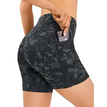 AFITNE Yoga Shorts for Women with Pockets High Waisted Printed Workout Athletic Running Shorts Biker...