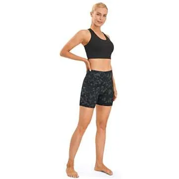 AFITNE Yoga Shorts for Women with Pockets High Waisted Printed Workout Athletic Running Shorts Biker Spandex Gym Fitness Tights Leggings Black Tie Dye - S