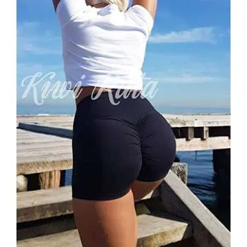 KIWI RATA Scrunch Workout Shorts for Women High Waisted Booty Shorts Butt Lift Yoga Gym Shorts Black