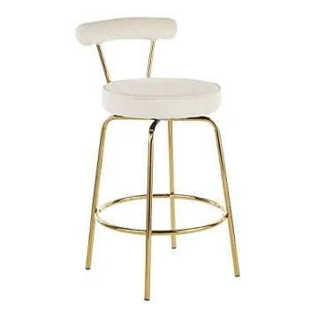 LumiSource Rhonda Counter Stools for Kitchen Counter in Gold Metal, Counter Height Chairs, Bar Stools Set of 2, Counter Height Chairs, Bar Stools for Kitchen Island