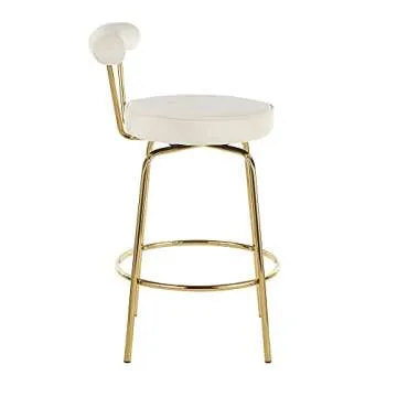 LumiSource Rhonda Counter Stools for Kitchen Counter in Gold Metal, Counter Height Chairs, Bar Stools Set of 2, Counter Height Chairs, Bar Stools for Kitchen Island