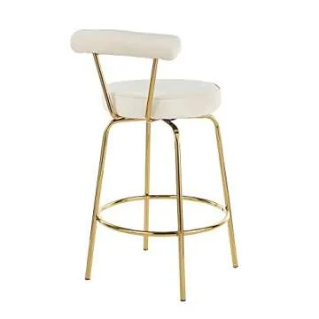 LumiSource Rhonda Counter Stools for Kitchen Counter in Gold Metal, Counter Height Chairs, Bar Stools Set of 2, Counter Height Chairs, Bar Stools for Kitchen Island