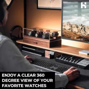 Holme & Hadfield Premium 7-Slot Wooden Watch Display Case with Lifetime Assurance – Large Handcrafted Men’s Watch Box with Accessory Drawer – Birthday Gift for Collectors – Luxury Built to Last