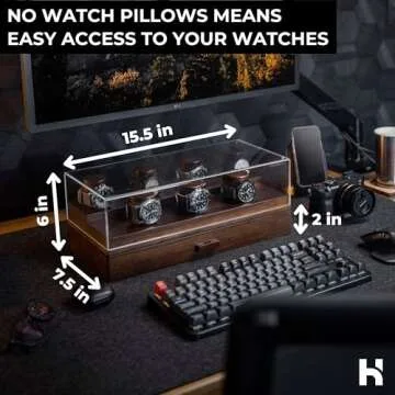 Holme & Hadfield Premium 7-Slot Wooden Watch Display Case with Lifetime Assurance – Large Handcrafted Men’s Watch Box with Accessory Drawer – Birthday Gift for Collectors – Luxury Built to Last