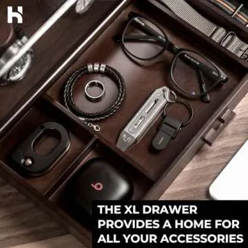 Holme & Hadfield Premium 7-Slot Wooden Watch Display Case with Lifetime Assurance – Large Handcrafted Men’s Watch Box with Accessory Drawer – Birthday Gift for Collectors – Luxury Built to Last