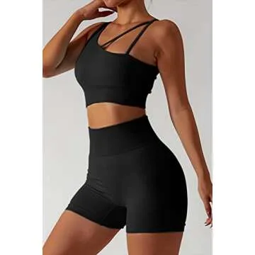 QINSEN Women's Tummy Control Running Crop Outfit