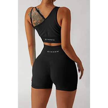 QINSEN Women's Tummy Control Running Crop Outfit