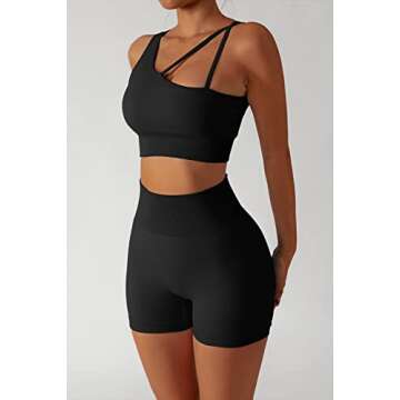 QINSEN Women's Tummy Control Running Crop Outfit