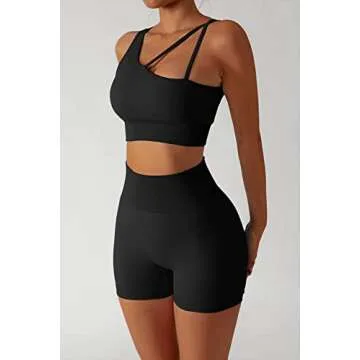 QINSEN Women's Tummy Control Running Crop Outfit