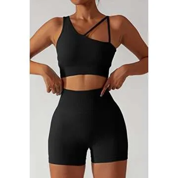 QINSEN Women's Tummy Control Running Crop Outfit