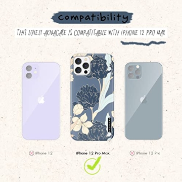 AknaCase iPhone 12 Pro Max Case Flower, GripTight Serious Silicone Cute Cover for Women (Design 103038-US)