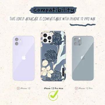 AknaCase iPhone 12 Pro Max Case Flower, GripTight Serious Silicone Cute Cover for Women (Design 103038-US)