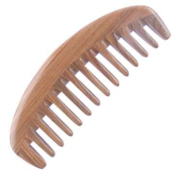 Breezelike Wide Tooth Hair Comb Natural Sandalwood Comb