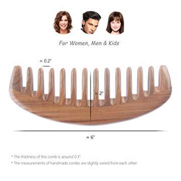 Breezelike Wide Tooth Hair Comb Natural Sandalwood Comb