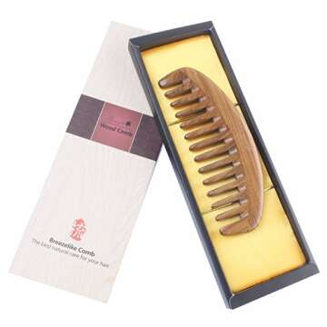 Breezelike Wide Tooth Hair Comb Natural Sandalwood Comb