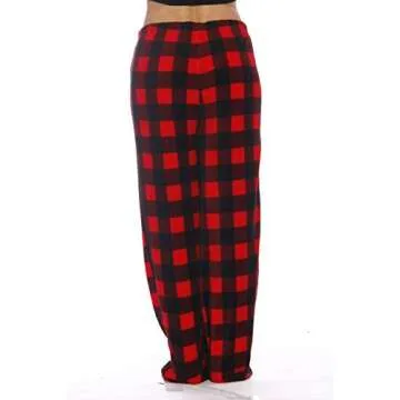Just Love Women's Plush Pajama Pants, Large, Buffalo Plaid Red