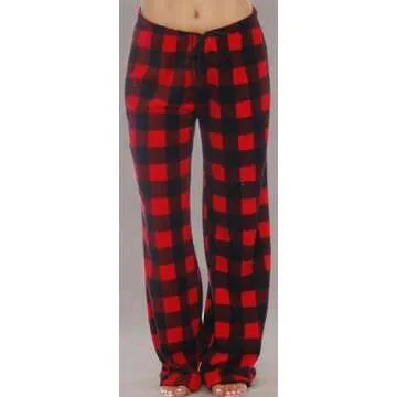 Just Love Women's Plush Pajama Pants, Large, Buffalo Plaid Red