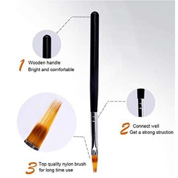 WOKOTO Black Wood Handle Ombre Brush Gel Acrylic Nail Brush Manicure Tools For Gradient UV Gel Nail