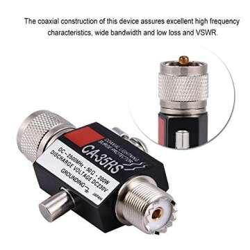 UHF Coaxial Lightning Surge Arrester, CA-35RS 0-2500MHz 50 Ohms Lightning Surge Protector Male to Female UHF Connector