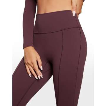 INGIA High Waist Mini Flared Leggings for Women 31" Bootcut Tummy Control Casual Lounge Yoga Pants Americano (Plumbrown) Medium