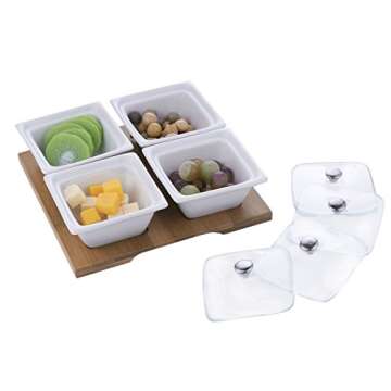 Stylish MyGift Ceramic Relish Bowl Set with Lids
