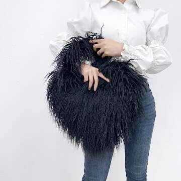 Women’s Faux Fur Love Shape Shoulder Bag for Stylish Women