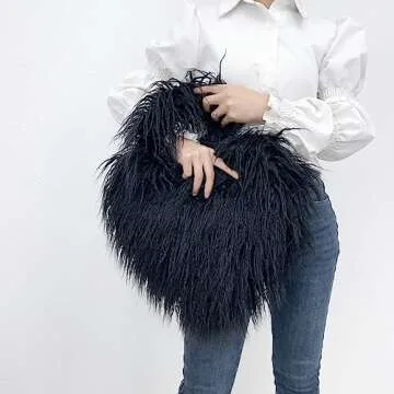 Women’s Faux Fur Love Shape Shoulder Bag for Stylish Women