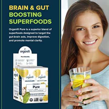 Organifi Pure Smart Packs: Natural Brain Boost - Lemon Flavor