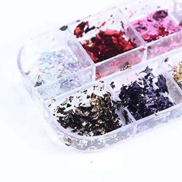 GOTONE 3 Pack Mixed Shining Flakes Irregular Nail Glitter Holographic Sequins Gold Foils DIY Polish Nail Art Transfer Foil Sticker Nail Art Decorations