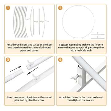 Wedding Arches for Ceremony Wedding Arch 6.6ft Circle Backdrop Stand Round Backdrop Stand Balloon Arch Stand Circle Balloon Arch Frame Round Balloon Arch Frame for Party Decoration (6.6ft White)