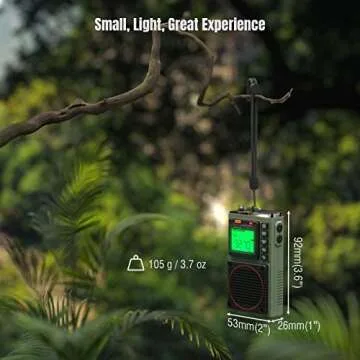 Raddy RF75A APP Control Shortwave Radio, Portable Shortwave Radios AM/FM/VHF/SW/WB Weather Radio, Pocket Radio Rechargeable w/ 9.85 Ft Wire Antenna (Army Green)