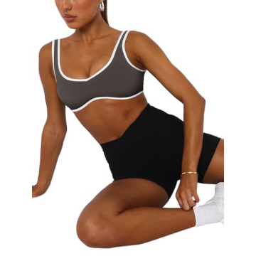 LASLULU Women's Sexy Sports Bra - Medium Support Crop Top