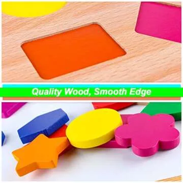 SKYFIELD Wooden Shape Puzzles, Early Educational Developmental Toy for 3, 4, 5, 6 Years Old Boys and Girls, for Toddlers, Kids, Preschoolers, 13.4'' L x 9.8'' W