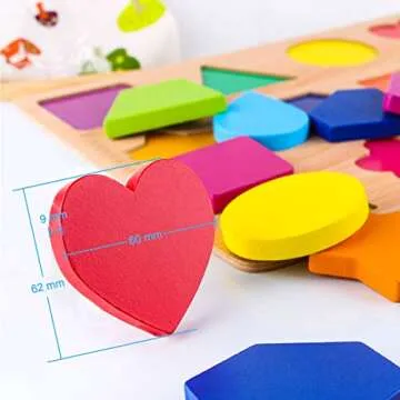 SKYFIELD Wooden Shape Puzzles, Early Educational Developmental Toy for 3, 4, 5, 6 Years Old Boys and Girls, for Toddlers, Kids, Preschoolers, 13.4'' L x 9.8'' W