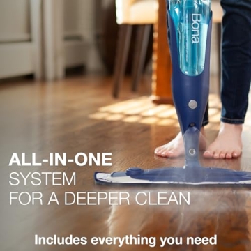 Bona PowerPlus Premium Motion Spray Mop for Hardwood Floors - Includes PowerPlus Hardwood Floor Cleaning Solution and PowerPlus Microfiber Cleaning Pad - Vibrating Spray Mop for Wood Floors