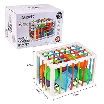 Ingooood Baby Sensory Bin Shape Sorting Toys Preschool Toys & Early Development Activity Toys for Babies and Toddlers Ages 10 Months and Up (12pcs)