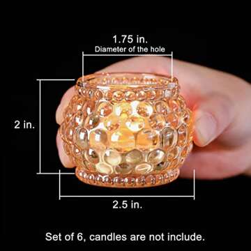 YWHL Glass Votive Candle Holders Set of 6, Gold Tealight Candle Holder for Table Decorative, Home Wedding Decor Party Supplies