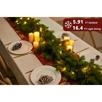 6FT Christmas Garland with LED Lights for Festive Decor
