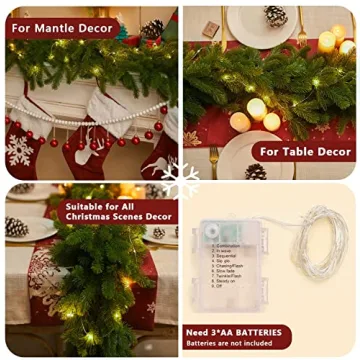 6FT Christmas Garland with LED Lights for Festive Decor