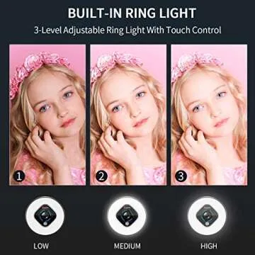 Angetube Streaming Webcam with Light - HD 1080P Autofocus Computer Camera with Microphone USB Camera with Digital Zoom for PC|Desktop|Laptop|Gaming|Video Calling