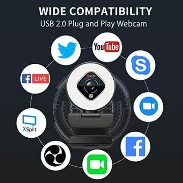 Angetube Streaming Webcam with Light - HD 1080P Autofocus Computer Camera with Microphone USB Camera with Digital Zoom for PC|Desktop|Laptop|Gaming|Video Calling