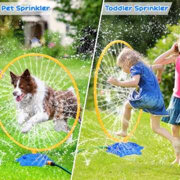 Toddler Water Sprinkler with Roating Spray Nozzles Attaches to Garden Hose Kids Sprinklers Outdoor Toys 1-3 2-4 Summer Outside Backyard Games Fun Water Play Toys for Kids Ages 3-5 4-8 Boys Girls Gift