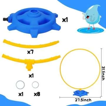 Toddler Water Sprinkler with Roating Spray Nozzles Attaches to Garden Hose Kids Sprinklers Outdoor Toys 1-3 2-4 Summer Outside Backyard Games Fun Water Play Toys for Kids Ages 3-5 4-8 Boys Girls Gift