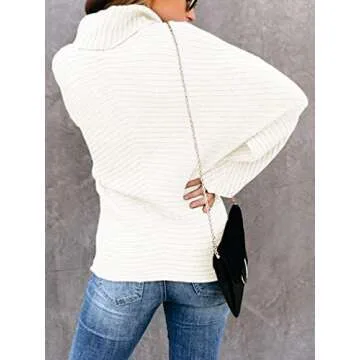 LOGENE Women's Turtleneck Batwing Sleeve Sweater