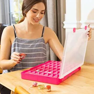 Plastic Toy Storage Case Compatible with Mini Brands Collector Toys, Shopkins, Real Littles, and LOL Surprise Series 1, 2, 3, 4, Collectible Minibrands Compartments for create masterchef (Pink)
