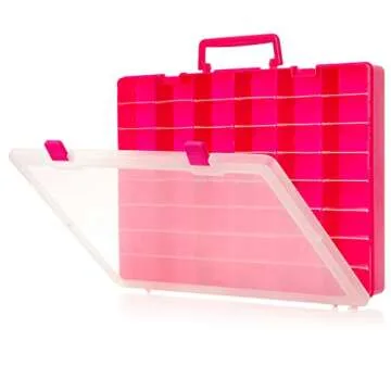 Plastic Toy Storage Case Compatible with Mini Brands Collector Toys, Shopkins, Real Littles, and LOL Surprise Series 1, 2, 3, 4, Collectible Minibrands Compartments for create masterchef (Pink)