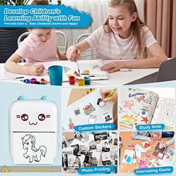 Zeacool Mini Pocket Printer,Portable Thermal Printer for Sticker,Label,Text Memo,Receipt,Photo,BT Inkless Printing,Gifts for Kids,Wireless Bluetooth Printer Compatible with iOS and Android（Blue）